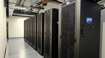 Poster - High-Tech Server Room Filled with Powerful Data Storage Units