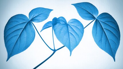 Wall Mural - Blue leaves on branch, close-up view
