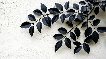 Wall Mural - Dark leaves climbing textured wall, nature backdrop