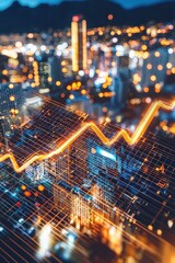 Poster - a trading graph appearing over a golden city skyline, symbolizing wealth.