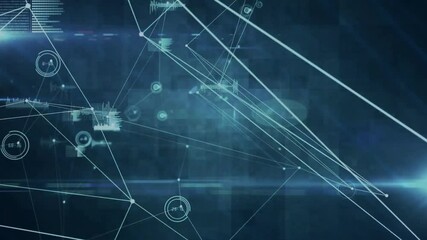 Poster - Digital interface background with network connections and data processing animation