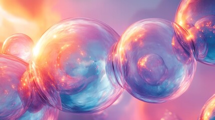 Wall Mural - spherical transparent orbs floating in a gradient colored ambient background
