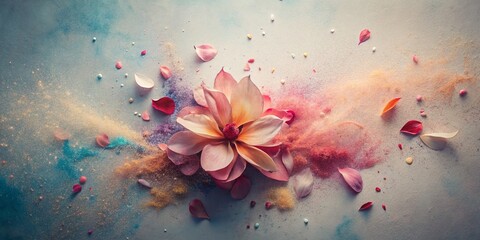 Poster - Minimalist Spray Painted Flower Petals Texture Background - Abstract Art Design