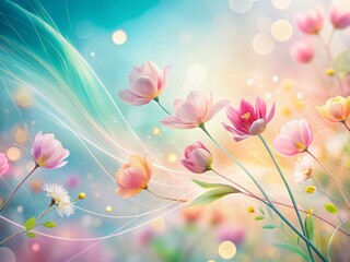 Poster - Minimalist Spring Floral Line Art Backdrop: Long Exposure Photography