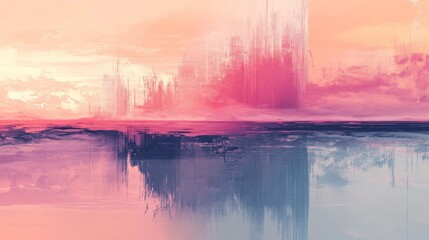 Wall Mural - Abstract landscape of a vibrant sky and reflecting water