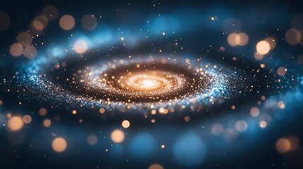 Wall Mural - Cosmic Spiral Galaxy Golden Light Swirling. AI Generated