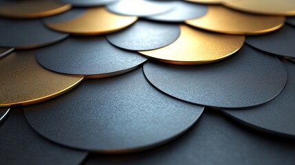 Wall Mural - metallic circles overlapping in an abstract modern decorative design