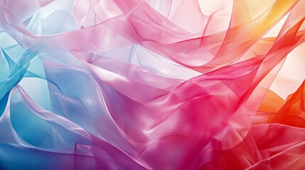 Wall Mural - flowing colorful fabrics creating abstract forms in gentle light