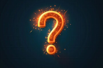 Poster - Modern minimalist question mark icon with glowing light bursts in flat style for creative design projects