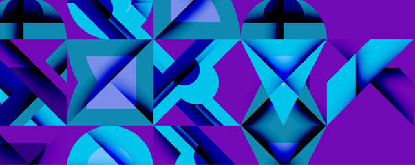 Leinwandbilder - Minimal geometric abstract background. Circle square and triangle design
