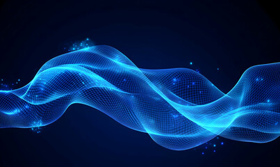 Poster - Abstract wavy lines with glowing points