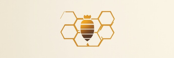 Poster - Minimalist honeycomb logo design featuring golden honey shades with a modern clean aesthetic for natural branding solutions
