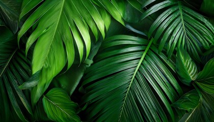Wall Mural - vibrant green leaves create a beautiful tropical backdrop