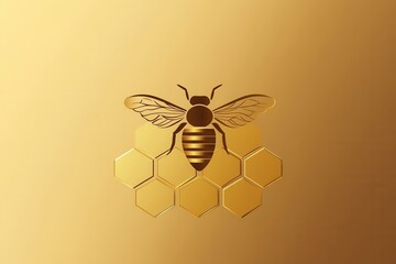 Aufkleber - Modern minimalist honeycomb logo design featuring golden shades and a sleek aesthetic for natural branding