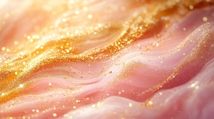 Wall Mural - flowing waves of pink and gold glitter sparkle brightly