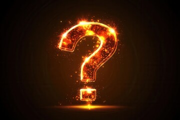Poster - Modern minimalist question mark icon with glowing light bursts in a flat design style