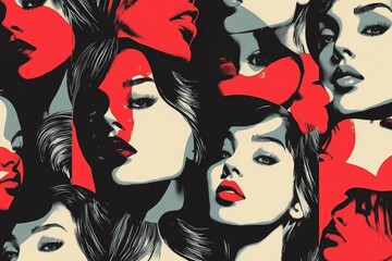 Poster - Abstract Art Portraits Featuring Multiple Faces and Bold Colors