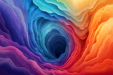 Poster - Vibrant abstract spiral patterns digital art colorful gradient studio environment close-up view visual depth exploration