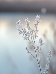 Leinwandbilder - Subtle reflections on frozen ice crystals create an abstract frost effect in soft winter landscapes during early morning light