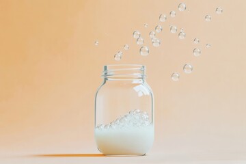 Poster - Minimalist fermentation logo featuring clean abstract jar with bubbles representing probiotic food branding