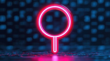 Poster - Neon circle light installation urban art space digital artwork nighttime abstract concept