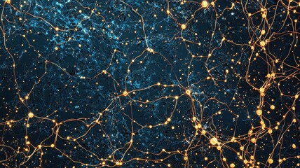 Poster - Dynamic neural network visualization digital space infographic abstract close-up data science concept