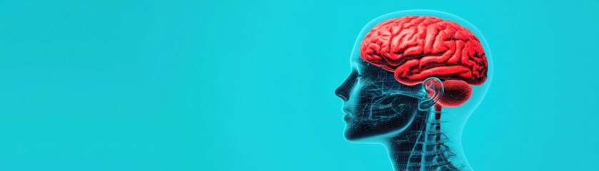 Poster - Exploring brain functionality and neuroscience insights laboratory setting infographic scientific background side view