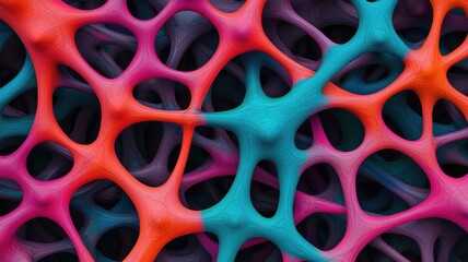 Poster - Dynamic abstract patterns digital art colorful network structures creative environment close-up view visual concepts