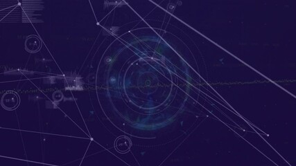 Poster - Animation of abstract geometric shapes forming complex network on dark background