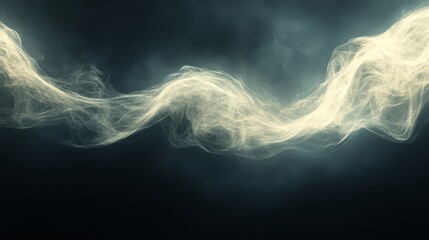 Wall Mural - a glowing wispy abstract shape appearing across a dark background