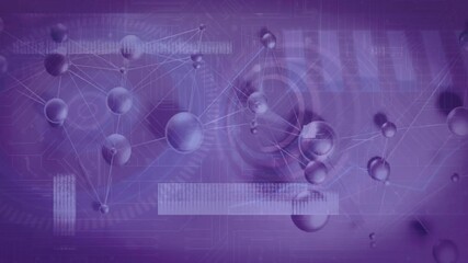 Poster - animation of network with interconnected spheres and lines on purple background