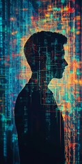 Poster - Profile of a Person with Digital Background and Futuristic Design