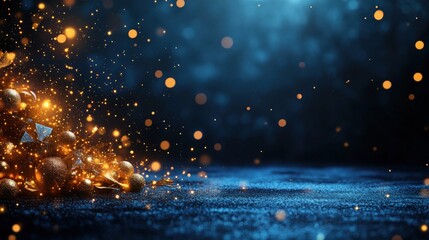 Aufkleber - Stunning gold explosion of shimmering particles creating a dazzling display of light and color in the night sky