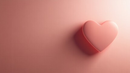 Fototapete - Minimalist heart design featuring soft shadows and warm pink tones in flat style suitable for various modern decor and branding applications
