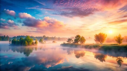 Poster - Panoramic Hazy Mist: Soft Spray Paint Abstract Background