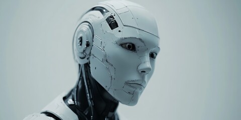 Poster - Realistic humanoid robot with intricate design and smooth features