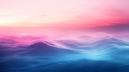 Wall Mural - Beautiful pink and blue ocean waves beneath a colorful cloudy sky