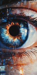Poster - Close-up of Eye with Digital Overlay and Futuristic Elements
