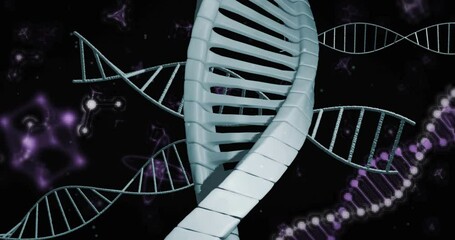 Poster - dna strand processing with binary coding, scientific data animation in school lab