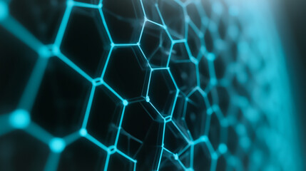 Poster - network of innovation: abstract digital illustration showcasing a network of interconnected hexagona