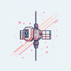 Poster - technological marvel: a stylized illustration of a space satellite, depicting the beauty and the sop