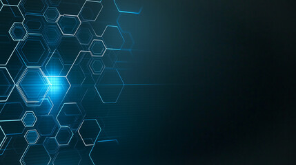 Poster - digital hexagons: an abstract representation of interconnected hexagonal cells, glowing with futuris