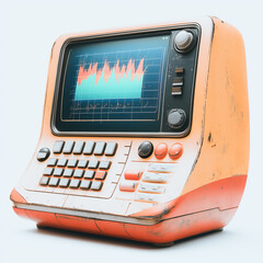 Poster - Vintage Monitoring Device: A close-up view of an old monitoring device, displaying dynamic data on its screen.