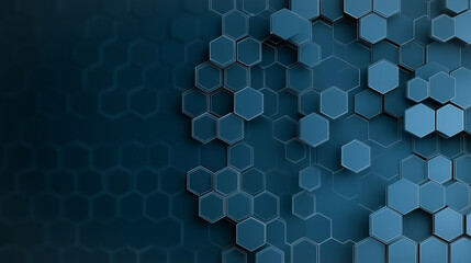 Poster - Abstract Hexagon Pattern: An abstract, photorealistic design of a 3D blue hexagon pattern. This seamless background evokes a sense of technological advancement, network, and connection. 