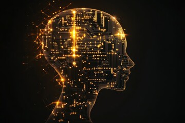 Poster - Futuristic Digital Profile with Circuit Board Design and Lights