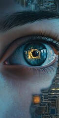 Poster - Close-up of Eye Reflecting Circuitry and Technology in Detail