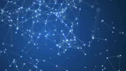 Poster - Abstract blue line connection network technology background. Plexus line network background.