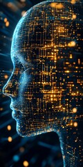 Poster - Futuristic Digital Profile with Glowing Data Patterns and Lights