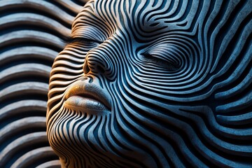 Poster - Abstract Representation of a Human Face with Striking Line Patterns