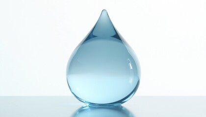 Leinwandbilder - Isolated blue water droplet on transparent background. Clean light blue liquid sphere reflects lights, with a glossy surface and clear refraction effect. Perfect for science, nature, beauty projects.